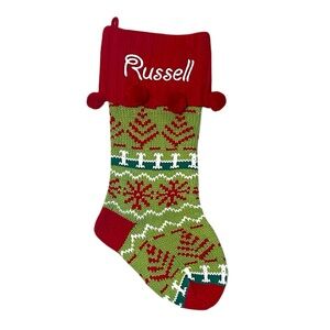 Knit Christmas Stocking with name Russell